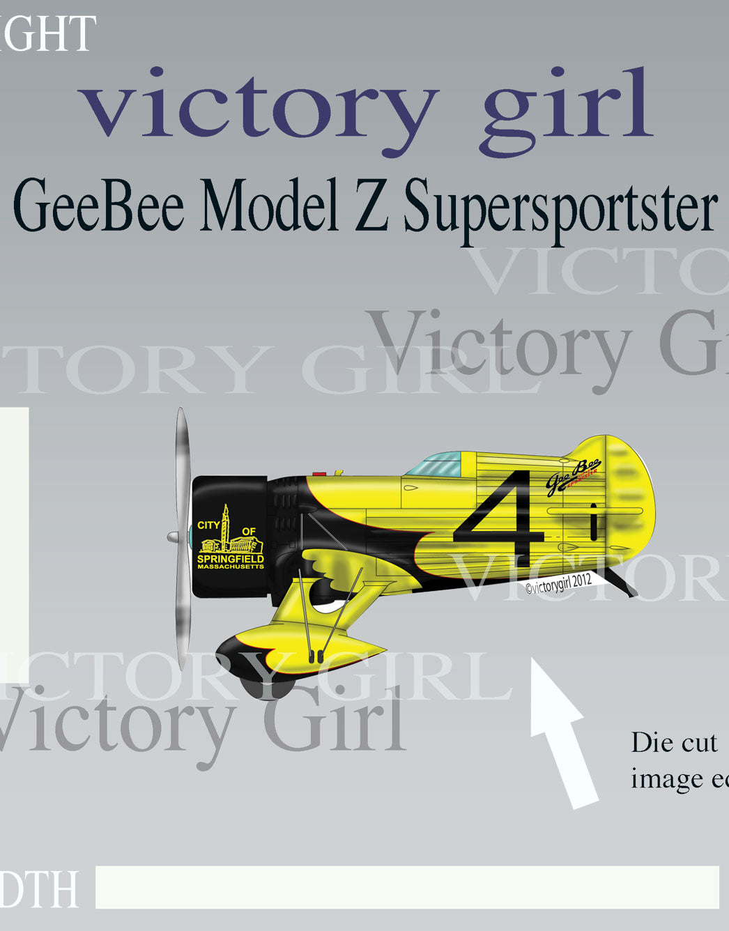 Yellow and Black Gee Bee Racer Vinyl Decal Sticker