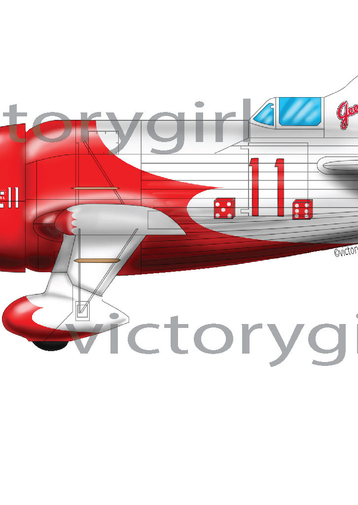 Red and white Gee Bee Vinyl Decal Sticker