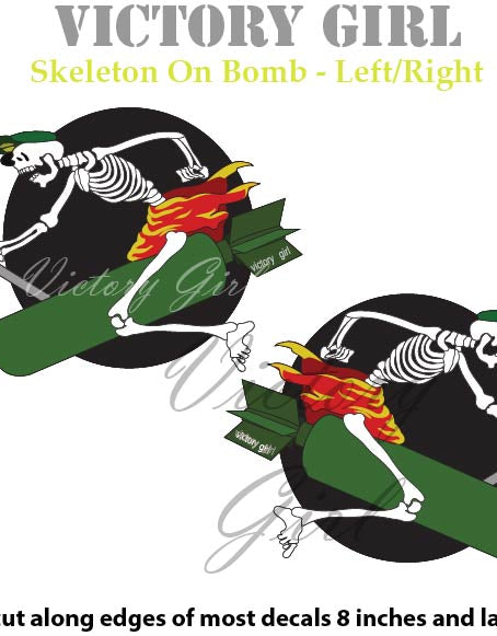 Skeleton on Bomb Vinyl Decal Sticker
