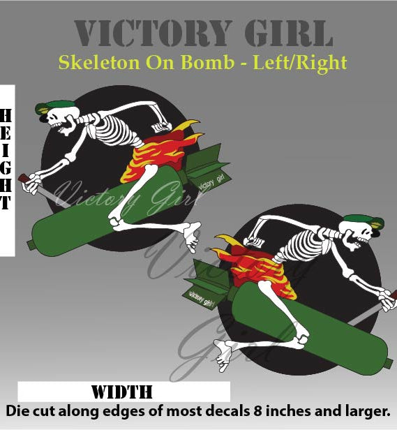 Skeleton on Bomb Vinyl Decal Sticker