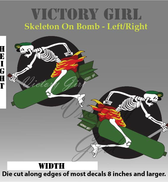 Skeleton on Bomb Vinyl Decal Sticker