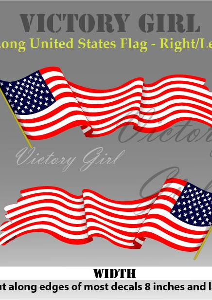 Long U.S. Flag Vinyl Decal Sticker