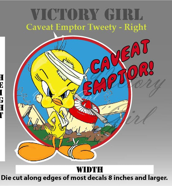 Tweety Caveat Comptor Vinyl Decal Sticker