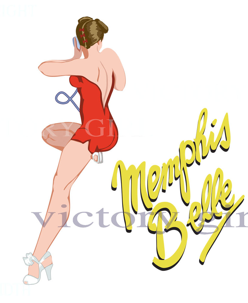 Memphis Belle with Text Vinyl Decal Sticker