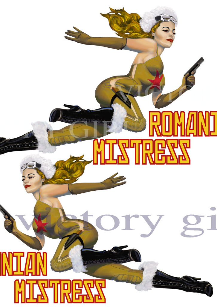 Romanian Mistress Nose Art Vinyl Decal Sticker