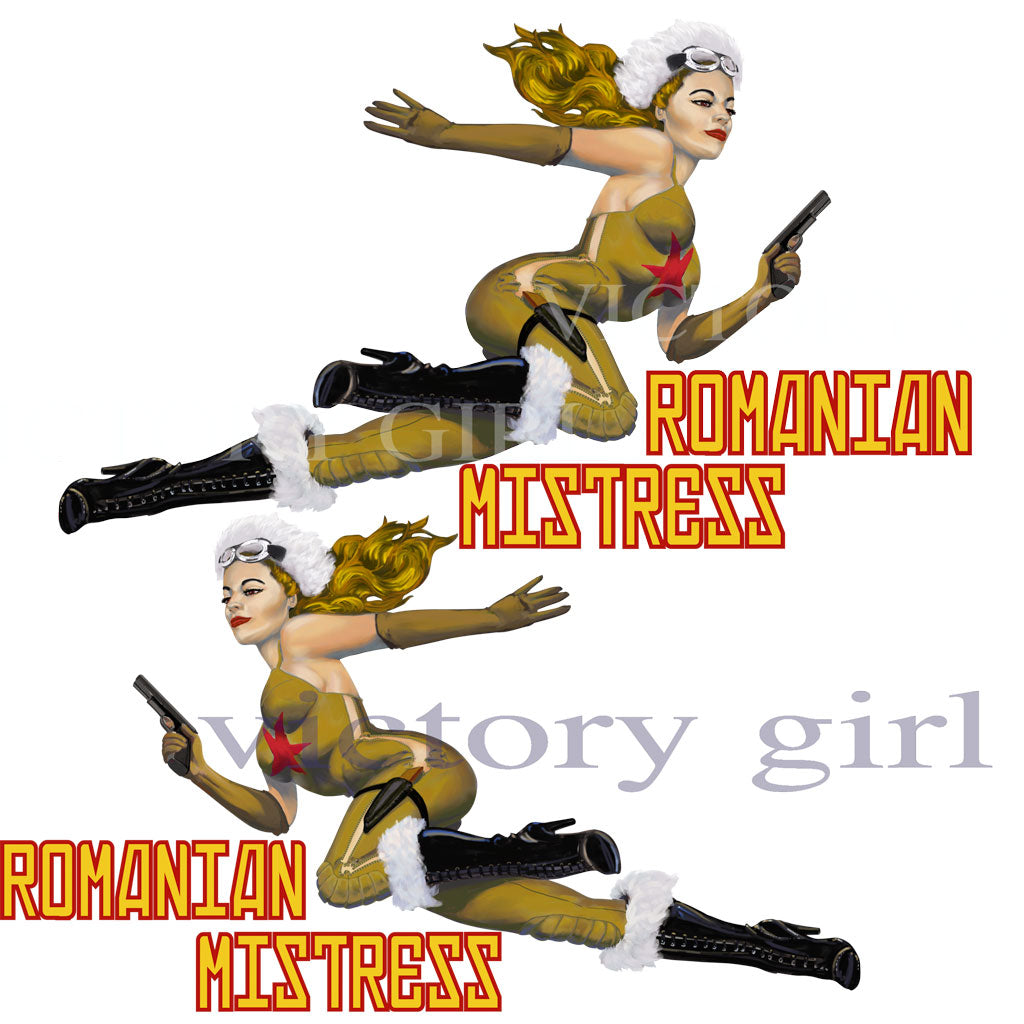 Romanian Mistress Nose Art Vinyl Decal Sticker