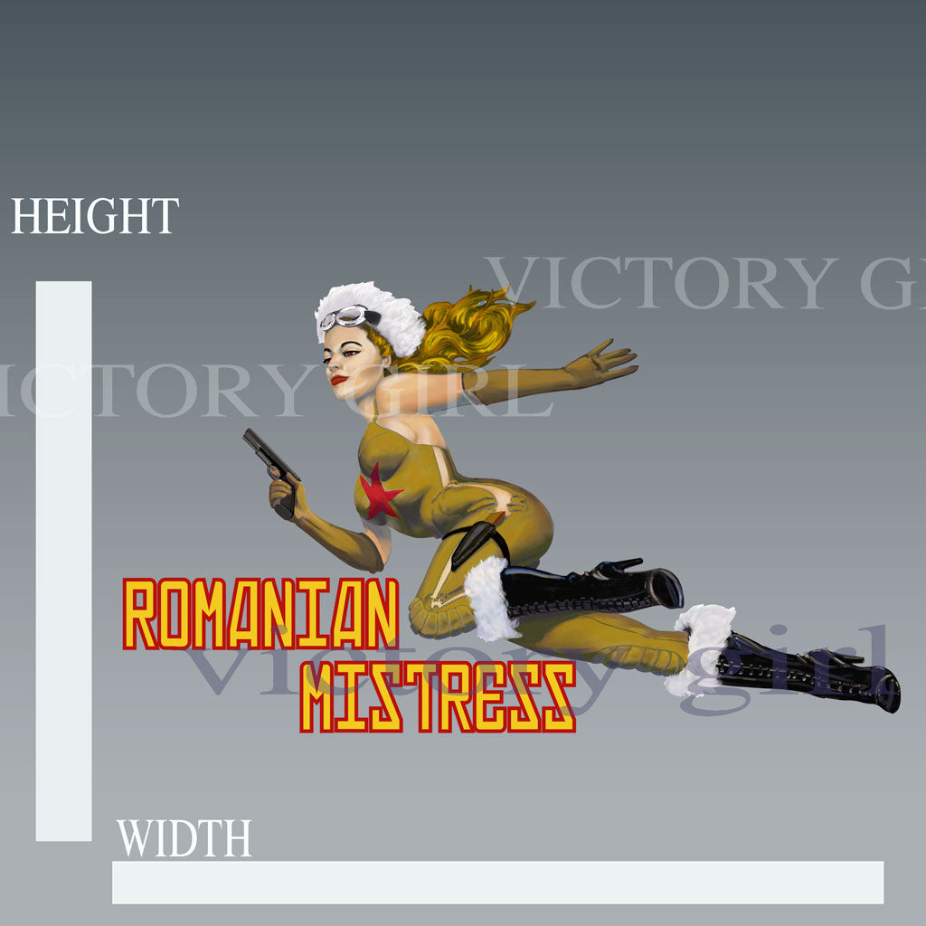 Romanian Mistress Nose Art Vinyl Decal Sticker