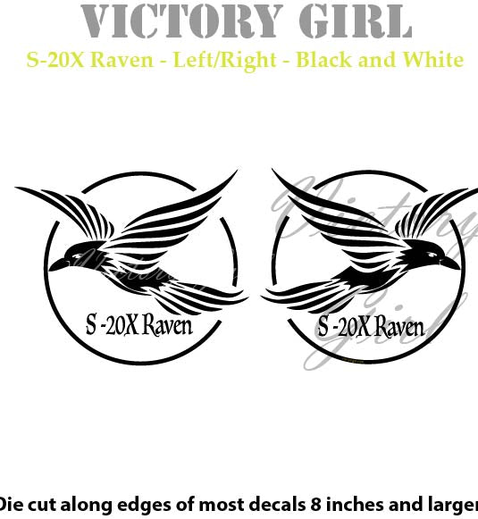S-20X Raven in Black and White Vinyl Decal Sticker