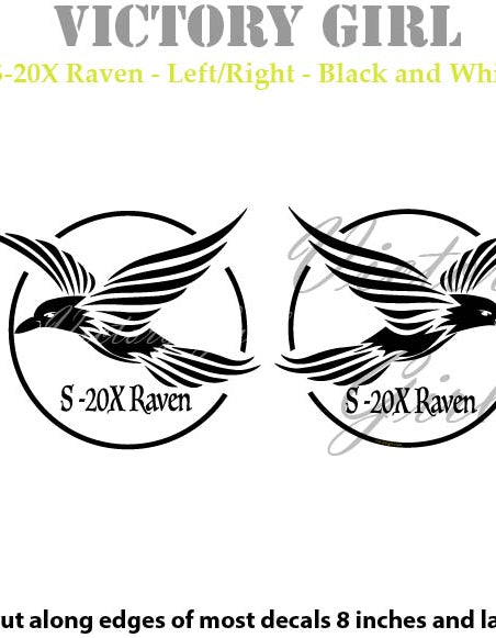 S-20X Raven in Black and White Vinyl Decal Sticker