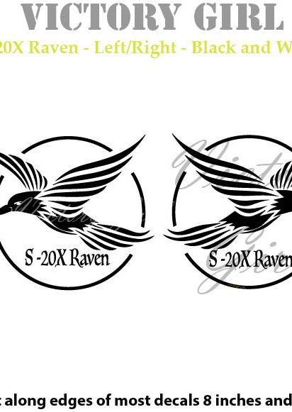 S-20X Raven in Black and White Vinyl Decal Sticker