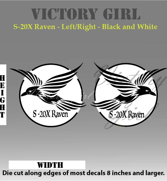 S-20X Raven in Black and White Vinyl Decal Sticker
