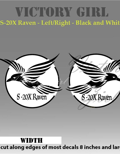 S-20X Raven in Black and White Vinyl Decal Sticker