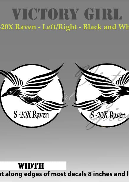 S-20X Raven in Black and White Vinyl Decal Sticker