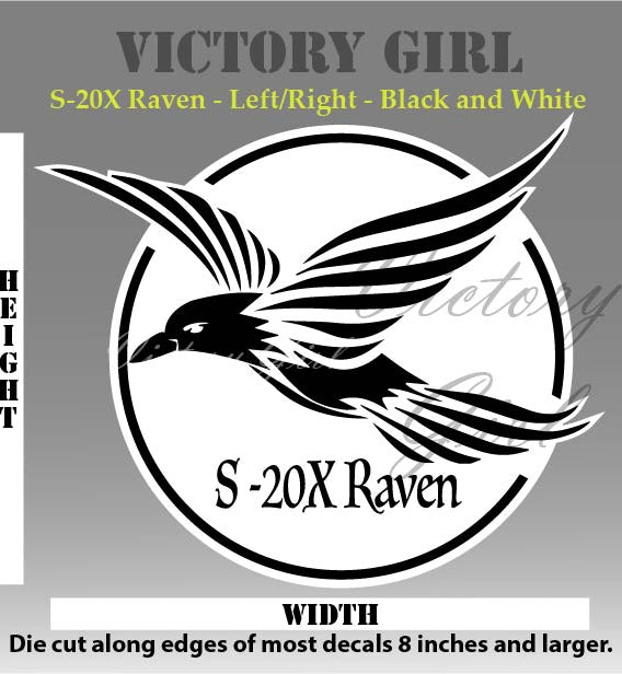 S-20X Raven in Black and White Vinyl Decal Sticker