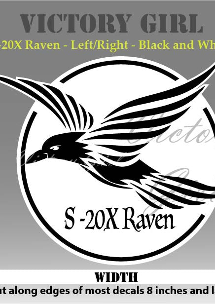 S-20X Raven in Black and White Vinyl Decal Sticker
