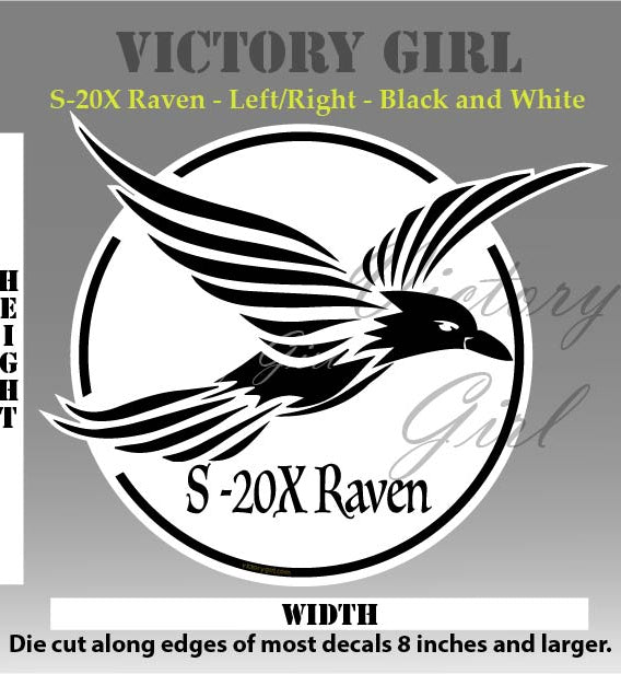 S-20X Raven in Black and White Vinyl Decal Sticker