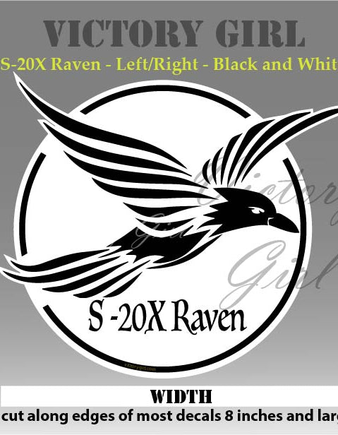 S-20X Raven in Black and White Vinyl Decal Sticker