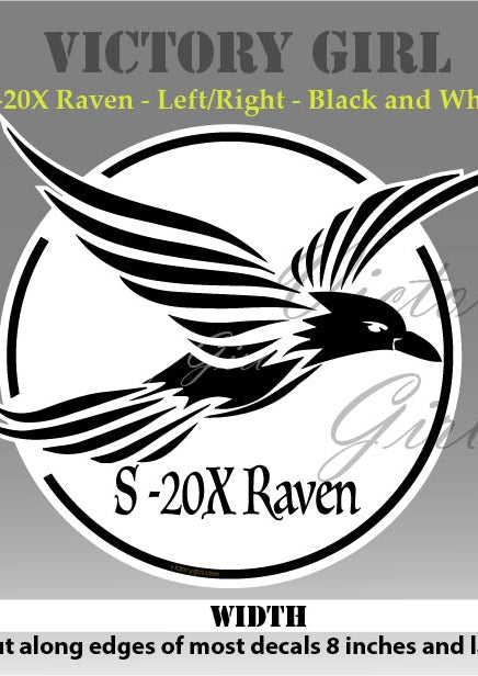 S-20X Raven in Black and White Vinyl Decal Sticker