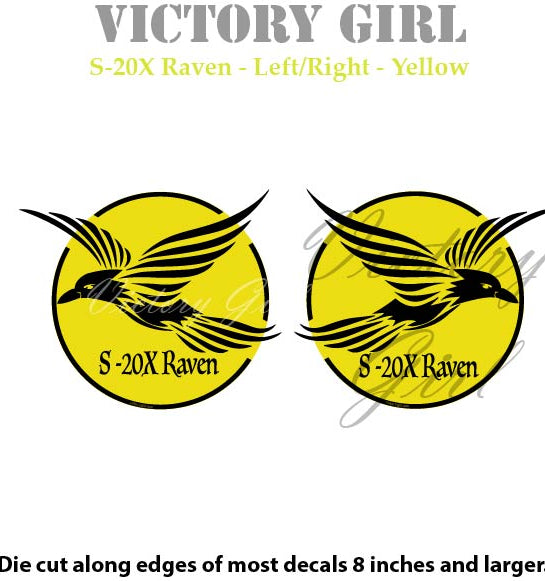 S-20X Raven in Yellow Vinyl Decal Sticker