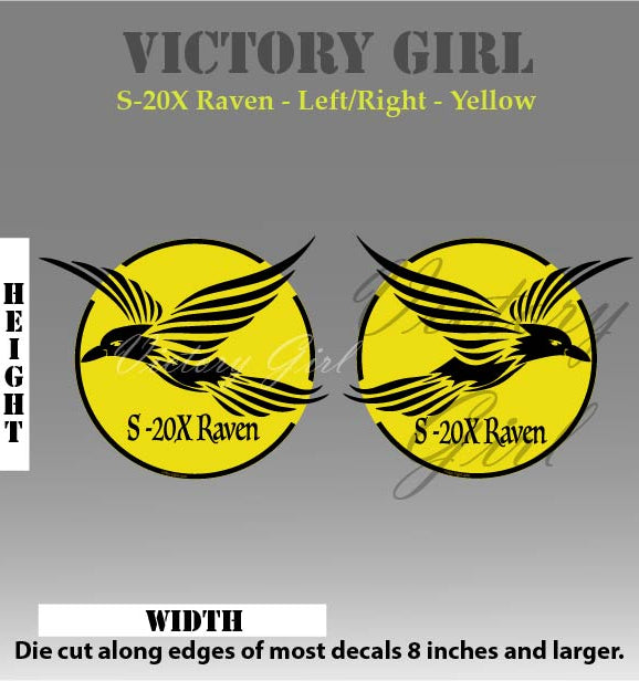 S-20X Raven in Yellow Vinyl Decal Sticker