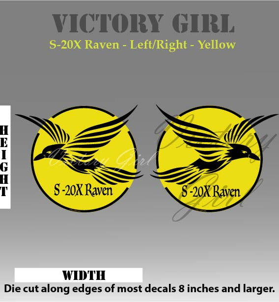 S-20X Raven in Yellow Vinyl Decal Sticker
