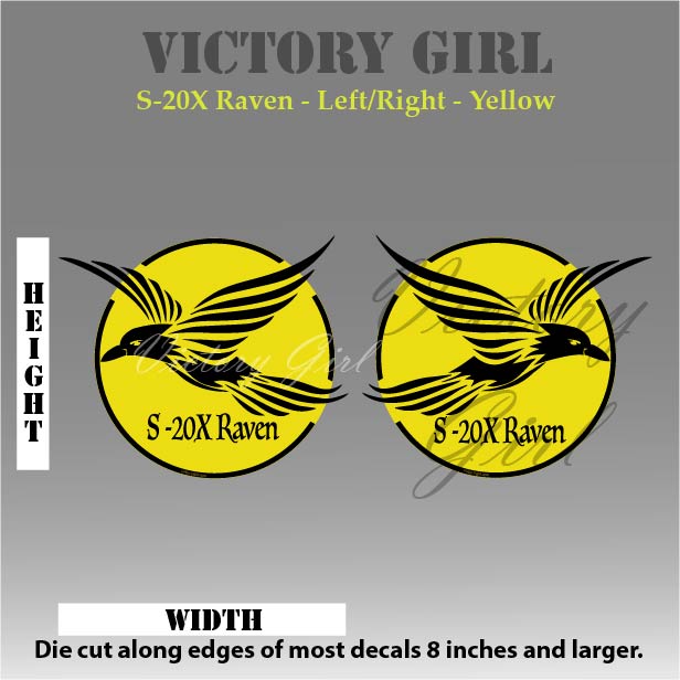 S-20X Raven in Yellow Vinyl Decal Sticker