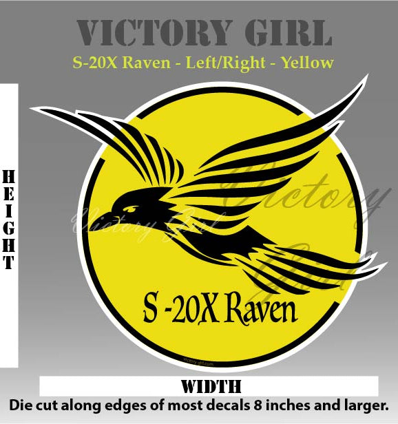 S-20X Raven in Yellow Vinyl Decal Sticker