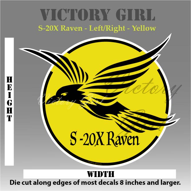 S-20X Raven in Yellow Vinyl Decal Sticker