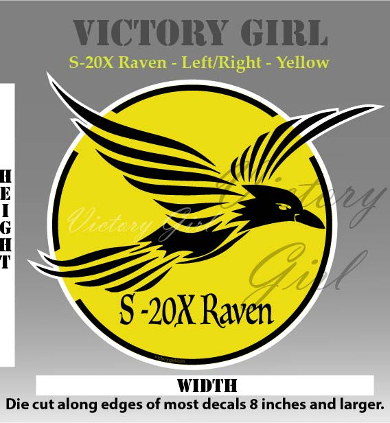 S-20X Raven in Yellow Vinyl Decal Sticker