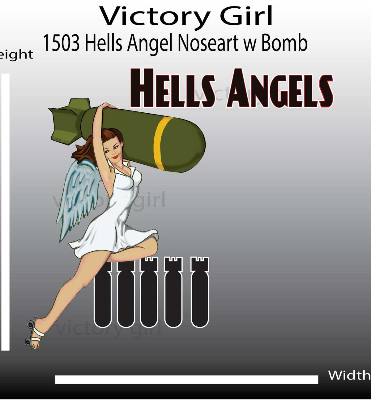 Hells Angels Nose Art w Bomb Vinyl Decal Sticker