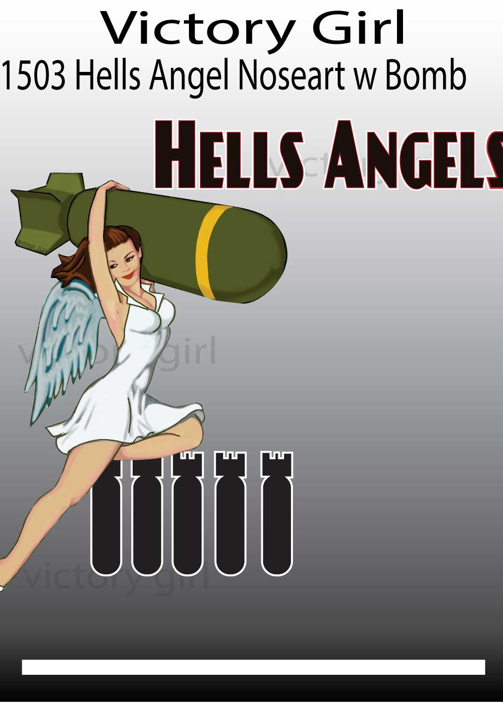 Hells Angels Nose Art w Bomb Vinyl Decal Sticker