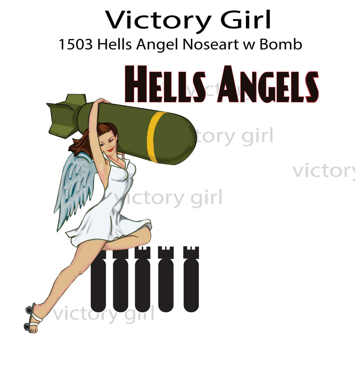 Hells Angels Nose Art w Bomb Vinyl Decal Sticker