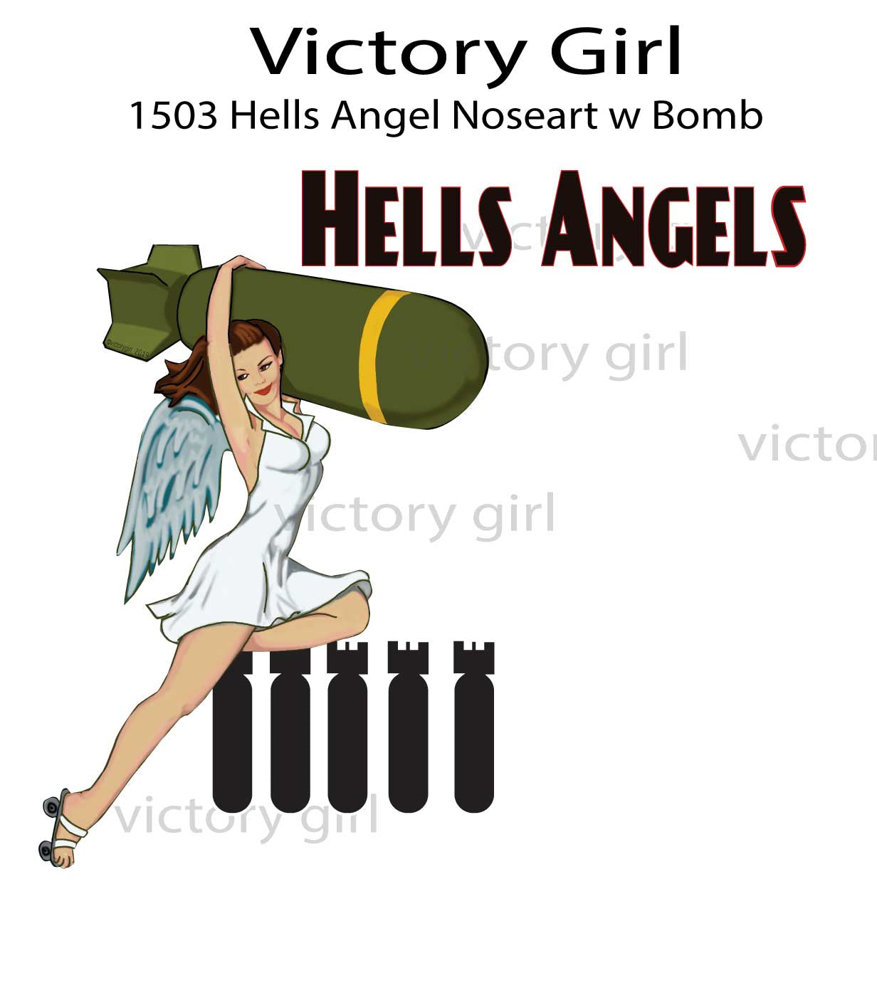 Hells Angels Nose Art w Bomb Vinyl Decal Sticker