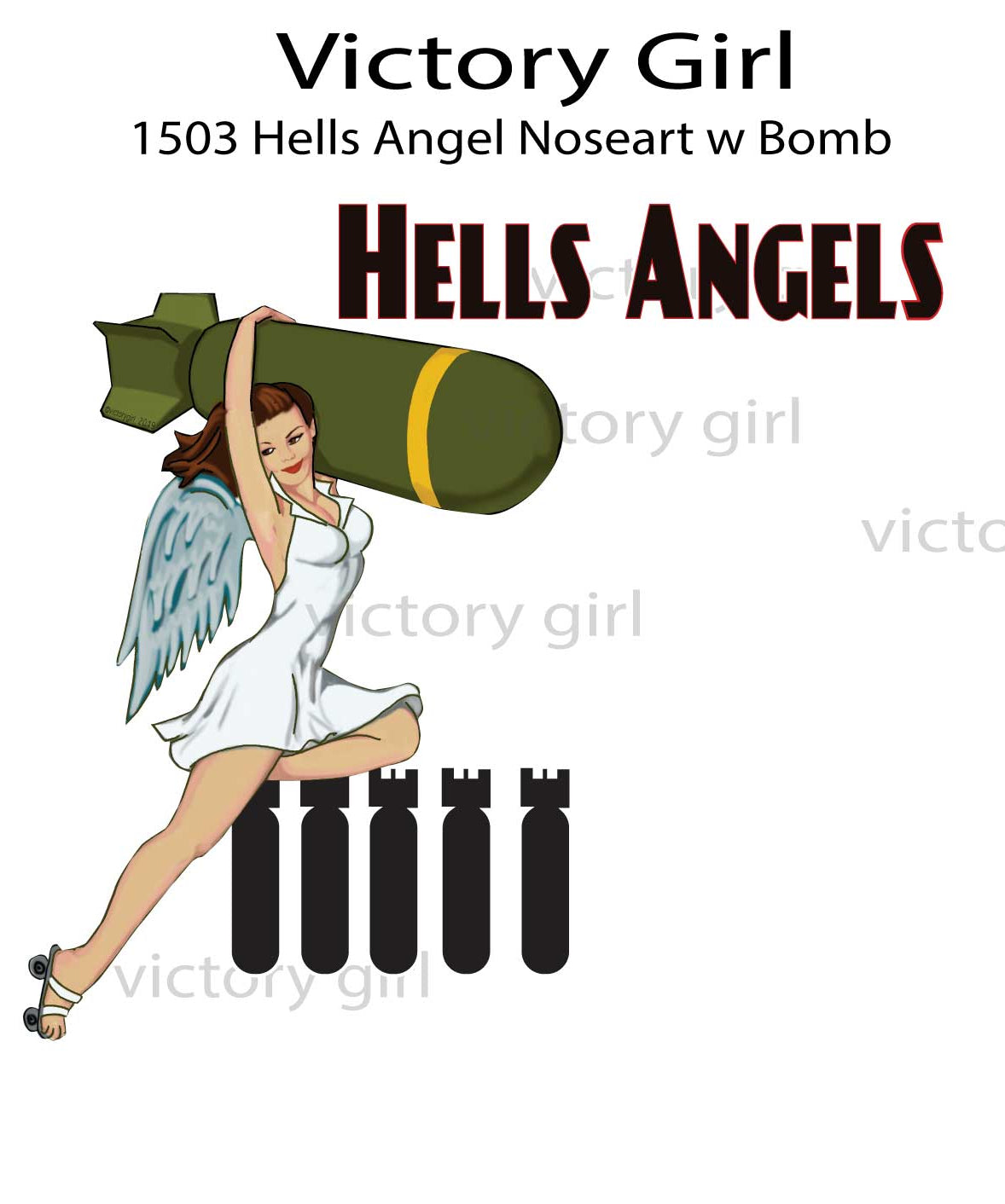 Hells Angels Nose Art w Bomb Vinyl Decal Sticker