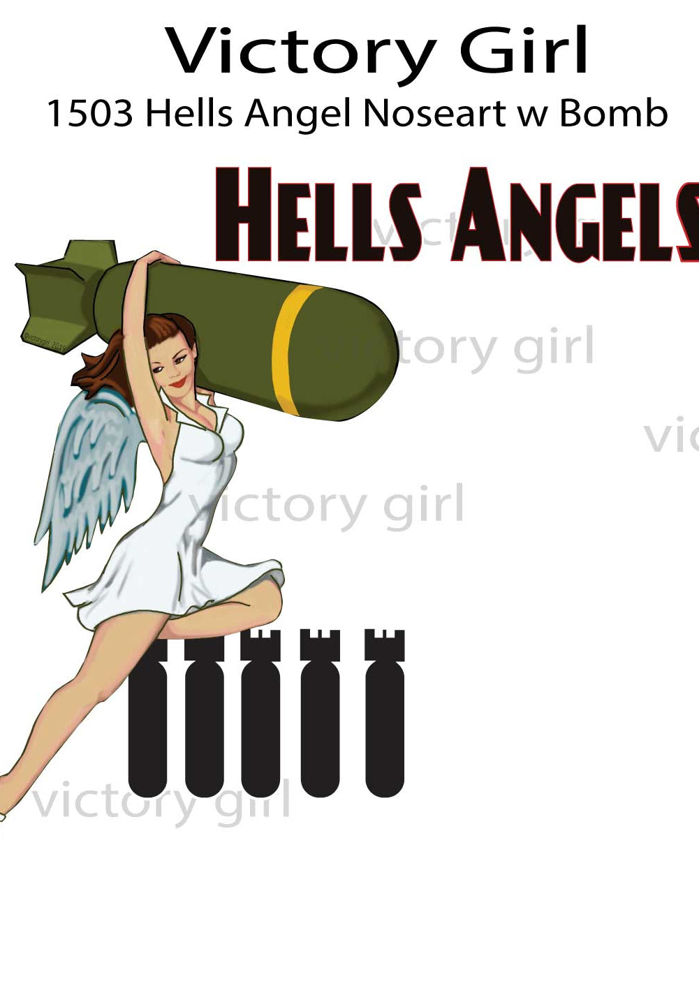 Hells Angels Nose Art w Bomb Vinyl Decal Sticker