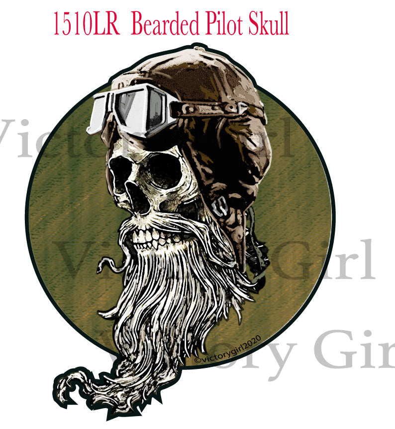 Bearded Pilot Skull Vinyl Decal Sticker