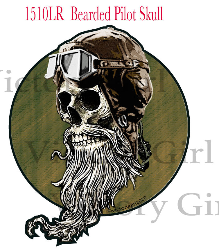Bearded Pilot Skull Vinyl Decal Sticker