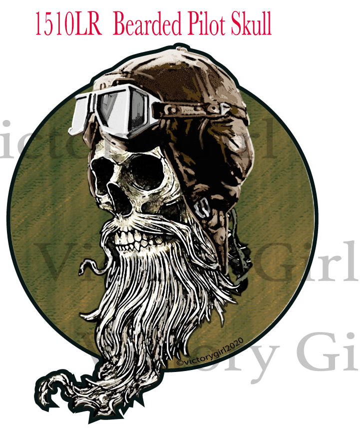 Bearded Pilot Skull Vinyl Decal Sticker