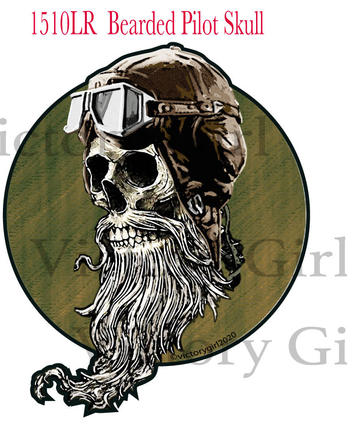 Bearded Pilot Skull Vinyl Decal Sticker