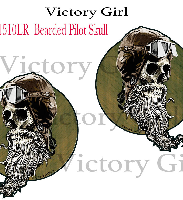 Bearded Pilot Skull Vinyl Decal Sticker