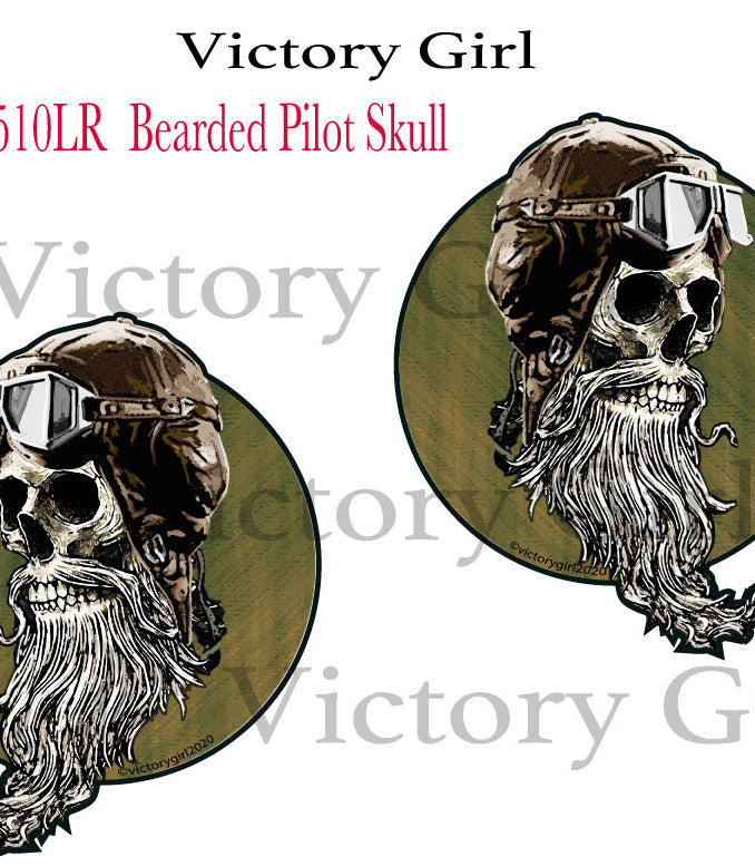 Bearded Pilot Skull Vinyl Decal Sticker