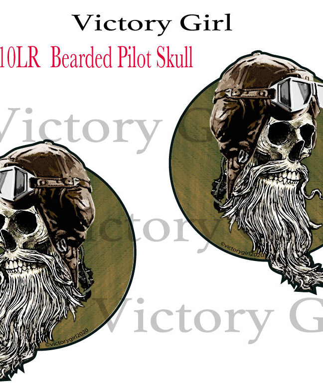 Bearded Pilot Skull Vinyl Decal Sticker