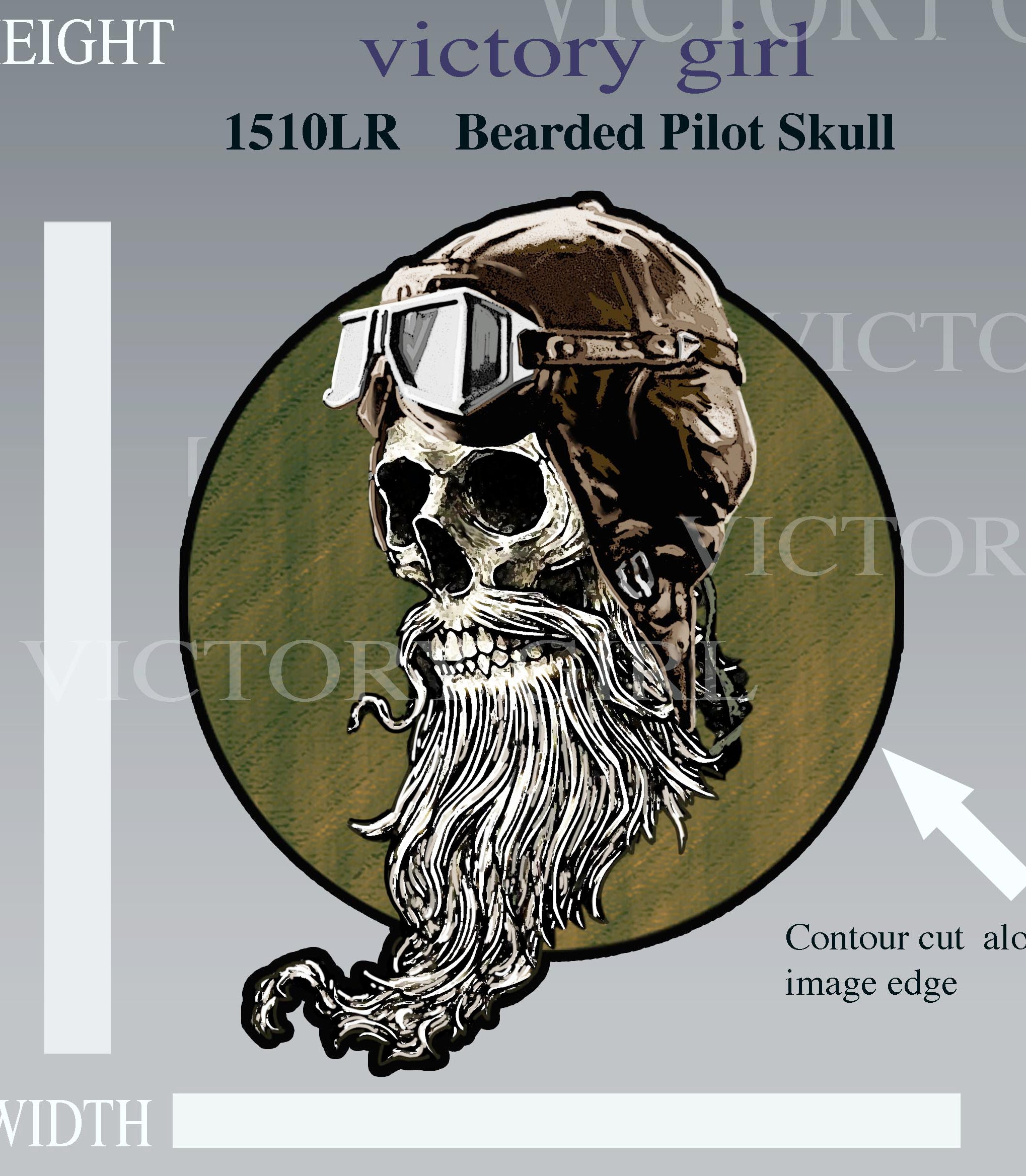 Bearded Pilot Skull Vinyl Decal Sticker