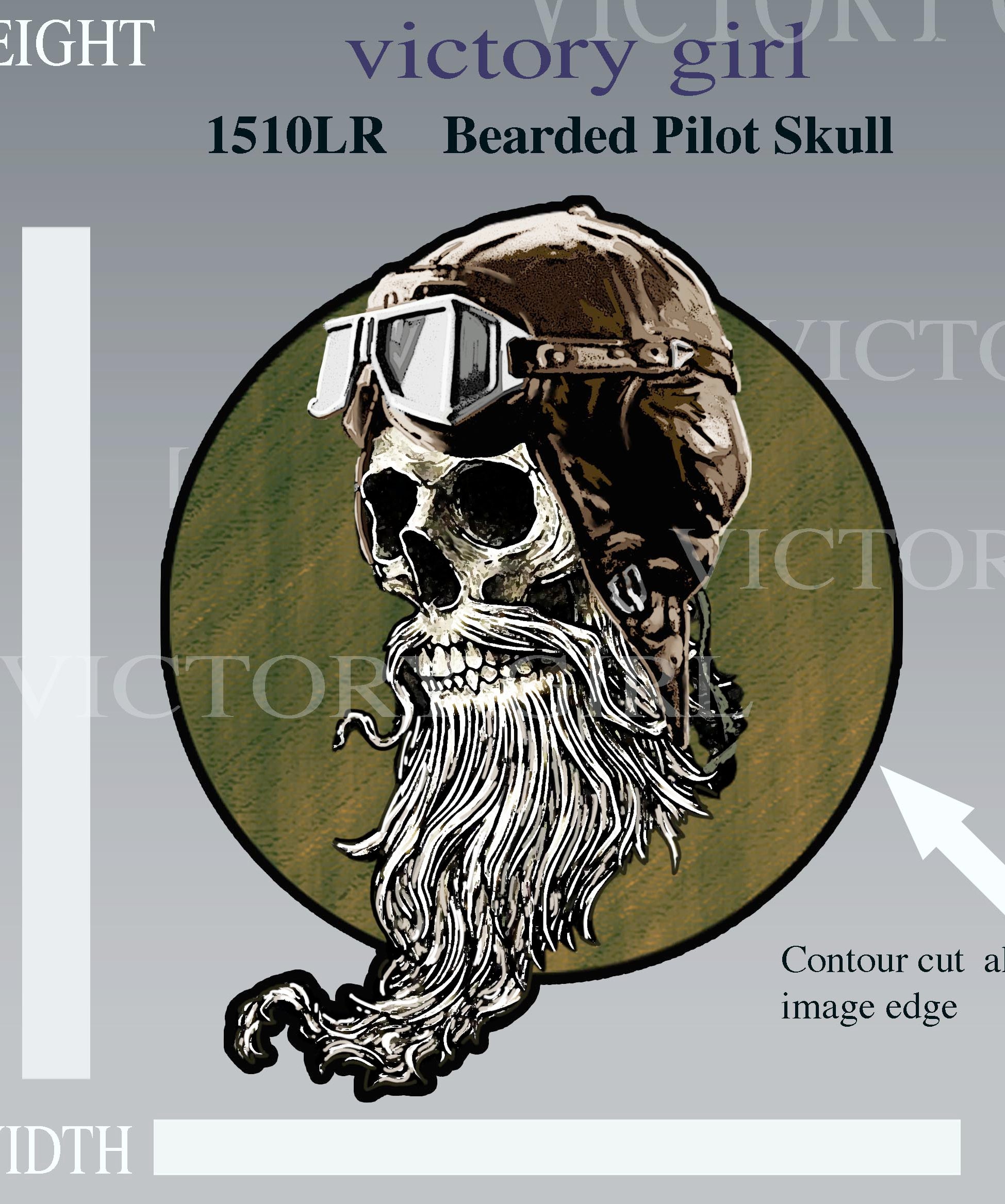 Bearded Pilot Skull Vinyl Decal Sticker