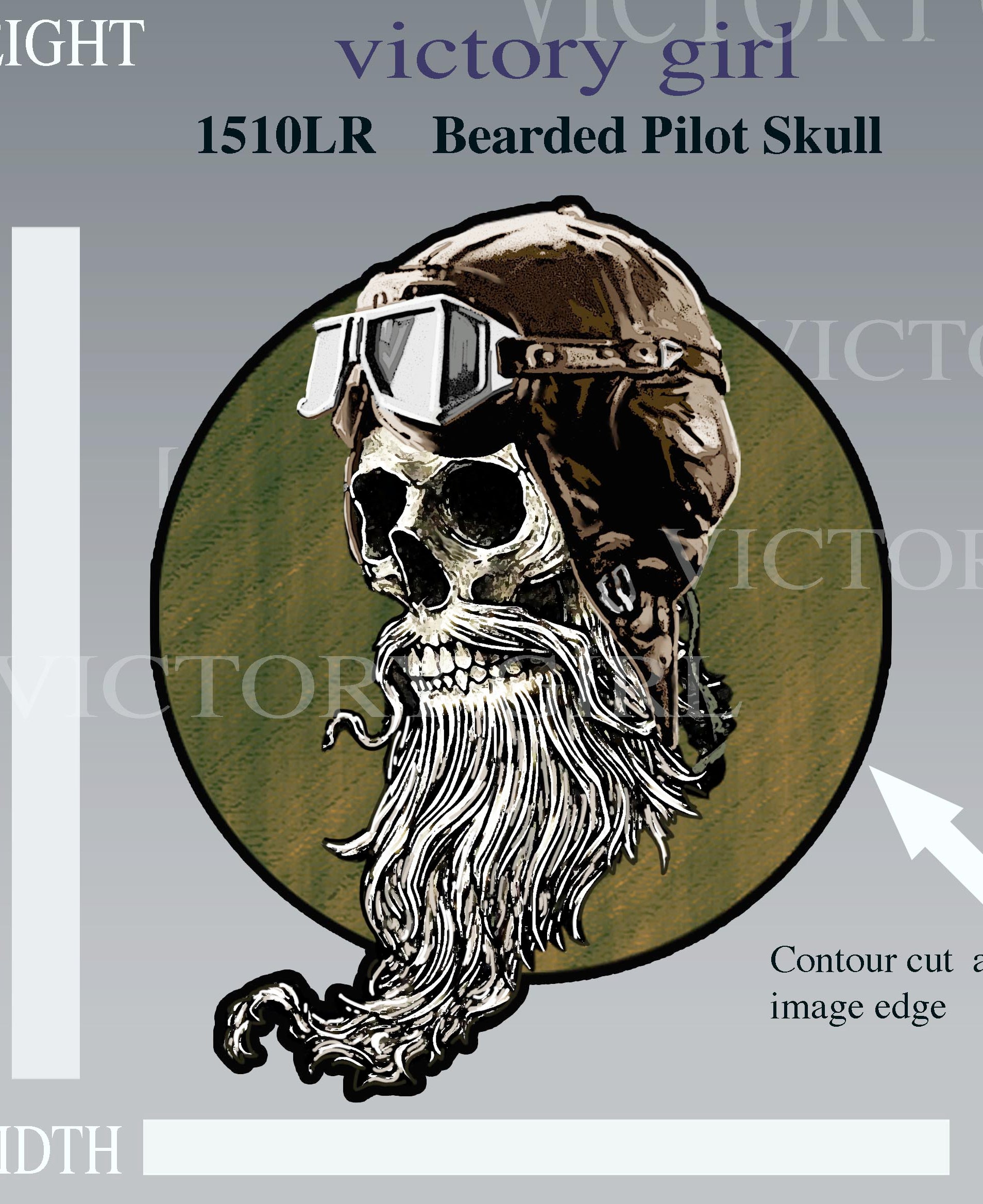 Bearded Pilot Skull Vinyl Decal Sticker