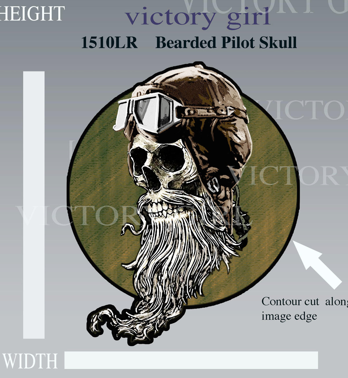 Bearded Pilot Skull Vinyl Decal Sticker