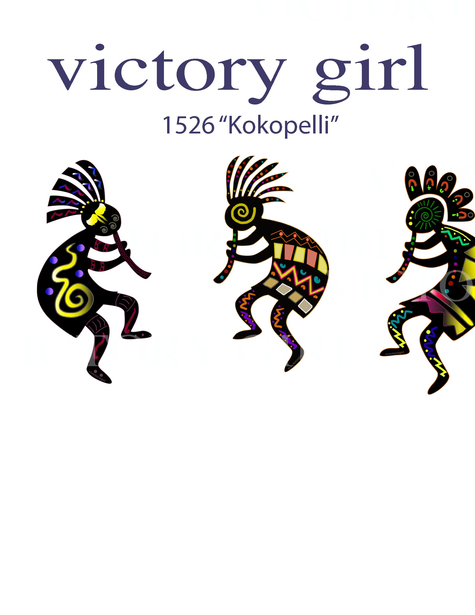 Colorful Kokopelli-3 Set Vinyl Decal Sticker