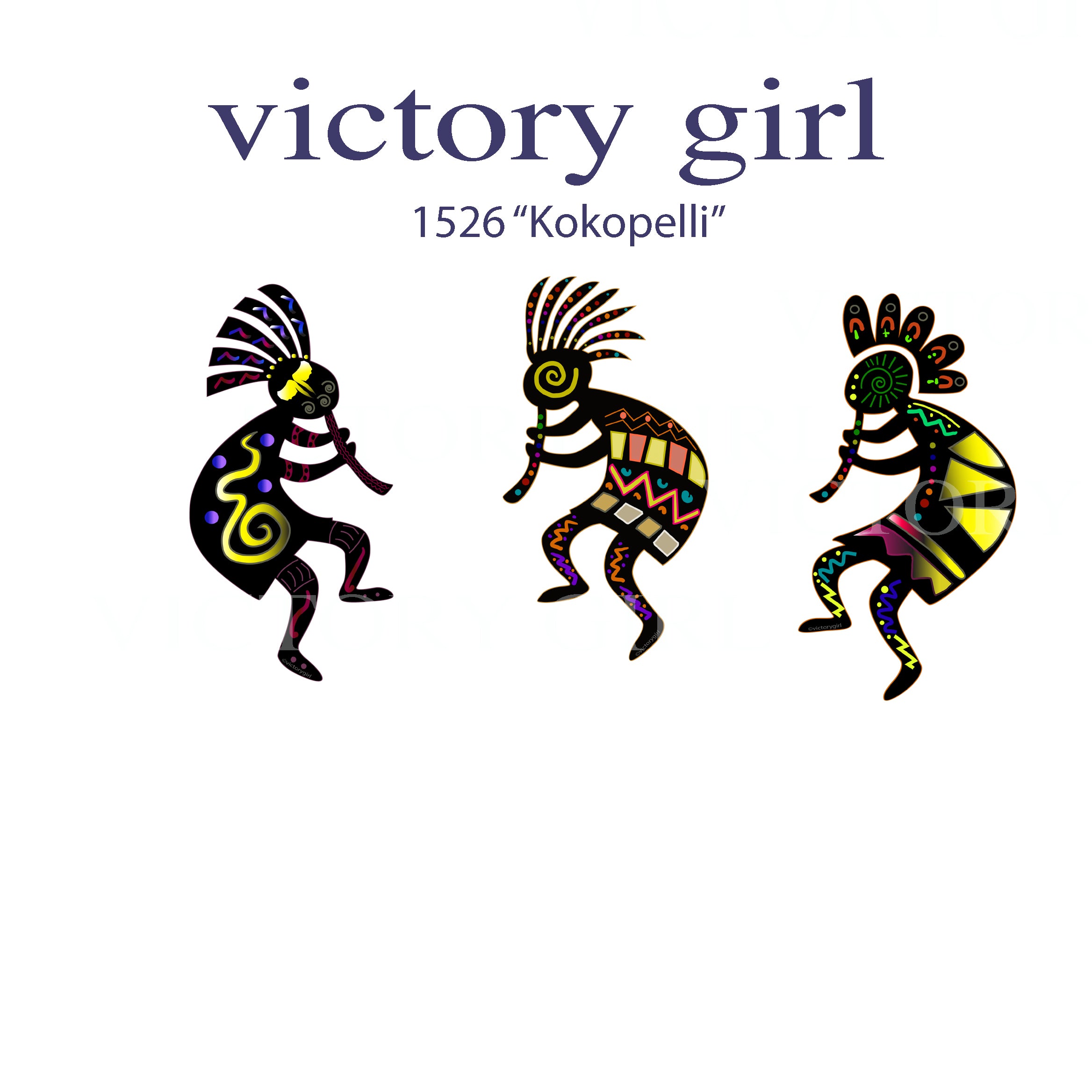 Colorful Kokopelli-3 Set Vinyl Decal Sticker