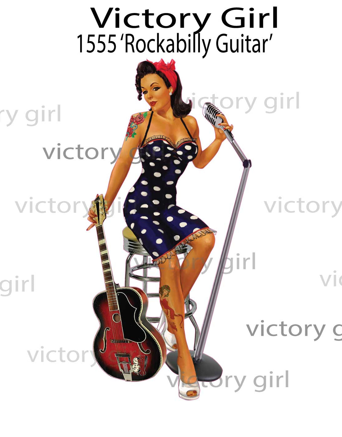 Rockabilly Guitar Vinyl Decal Sticker