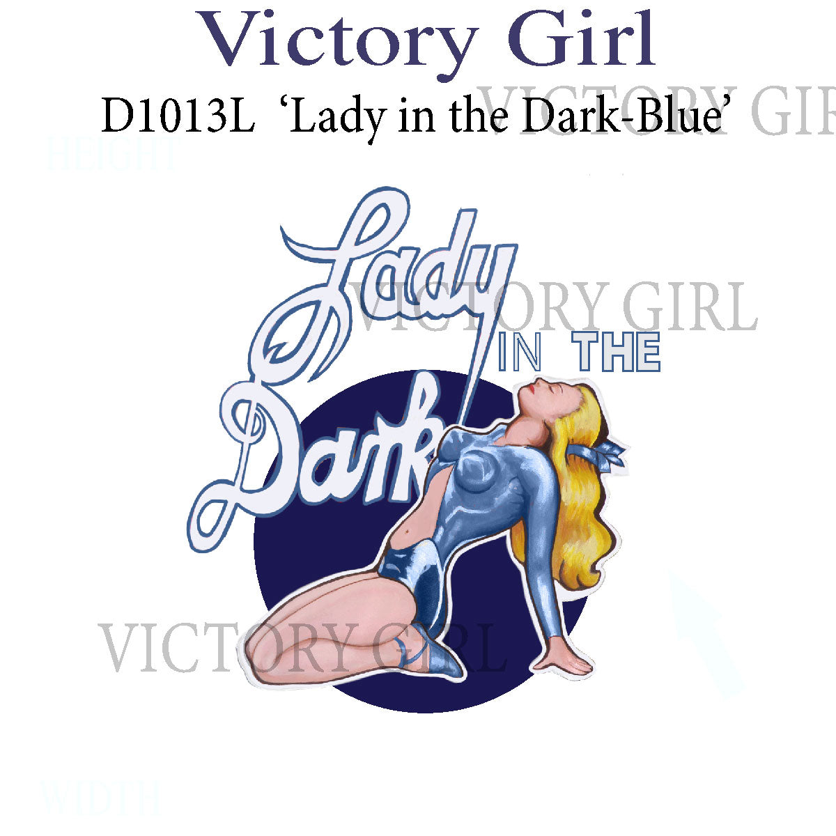 Lady in the Dark Nose Art Vinyl Decal Sticker - Blue